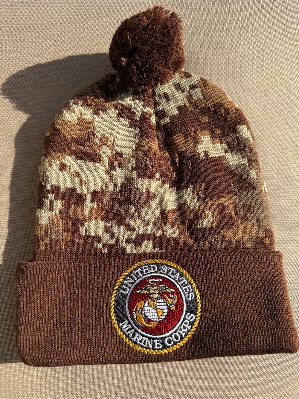United States Marine Corps Pom Beanie - Brown Camo